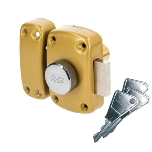 Vachette Verrou de porte Bouton/Cylindre CYCLOP - Ouverture à Bouton intérieur, Clé extérieur - Cylindre ø 23 mm, Longueur 40 mm, 5 goupilles - 67600-40/SC - Anti...