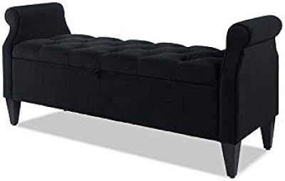 Jennifer Taylor Home Jacqueline Roll Arm Storage Bench, Black