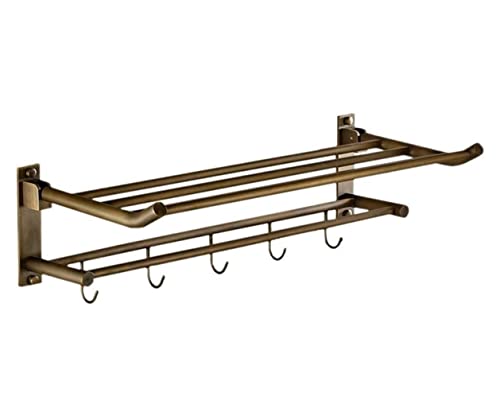 Toallero plegable de cobre antiguo con doble capa para pared de baño 2