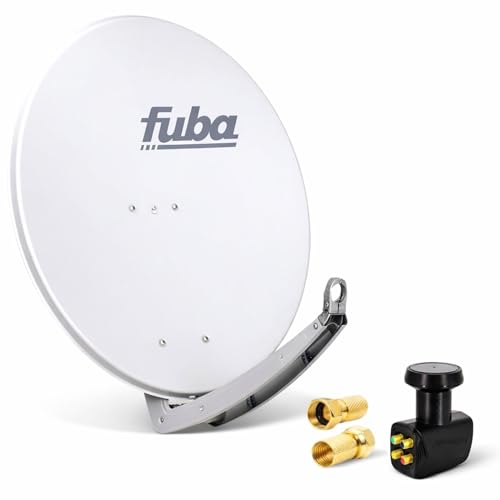 Digital Sat-Anlage Fuba DAA 850 G Satellitenschüssel Grau 85x85cm + PremiumX Quad LNB für 4 Teilnehmer + 8 F-Stecker - Komplett Set HDTV Full HD 4K tauglich + 8X F-Stecker