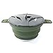 CosyCaya Olla Plegable para Exteriores Olla de Silicona para Senderismo Olla de Picnic PortáTil Olla de Camping de Acero Inoxidable,Verde