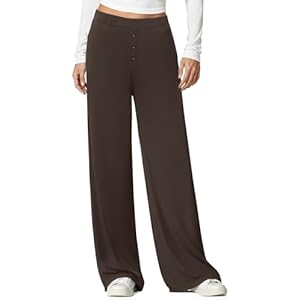 DLOODA Women's Wide Leg Flowy Pants, Soft Modal Lounge Loose Pants with Pockets for Travel Casual Wear