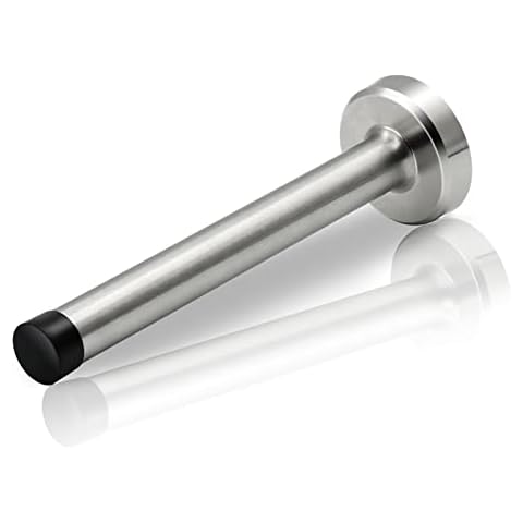 Door Stops, 6 Inch Long Door Stoppers for Skirtings Heavy Duty Stainless Steel Door Stop Wall Mounted Modern Door Stopper Wall Protector with Sound Dampening Rubber Top Chrome Silver Doorstop for Wall Cover