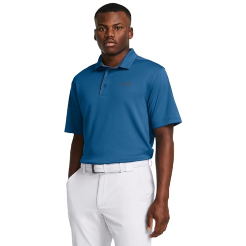 Under Armour Men's Tech Golf Polo, (406) Photon Blue / / Pitch Gray, Medium