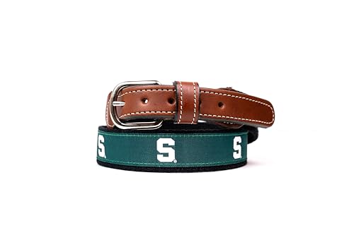 StadiumSpot Michigan State Spartans Web Leather Mens Belt, Size 30