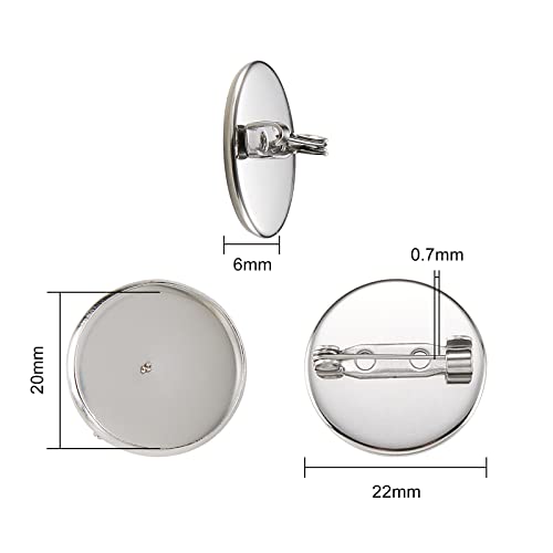 Image of LiQunSweet 100Pcs 304 Stainless Steel Brooch Findings Back Bar Findings Flat Round for Jewelry Finding Making Craft Art DIY Project Replacement - 22mm