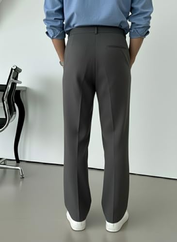 Image of INDICLUB Men's Pleated Dress Trousers, High Waist, Straight Leg, Business Casual Pants