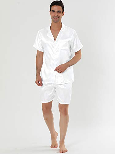 Lars Amadeus Men's Satin Pajama Set Summer Short Sleeve Night Wear Sleepwears Sleep Lounge Sets2