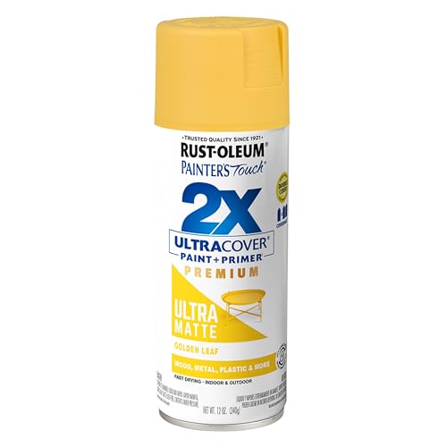 Rust-Oleum 331186 Painter's Touch 2X Ultra Cover Spray Paint, 12 oz, Ultra Matte Golden Leaf