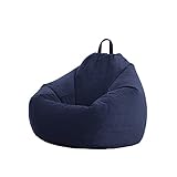 Photo Gallery treer copertura per poltrona a sacco senza riempimento, fodera per pouf in velluto a coste tinta unita morbido, per bambini e adulti con manico per interni e esterni (blu navy,75x95cm)