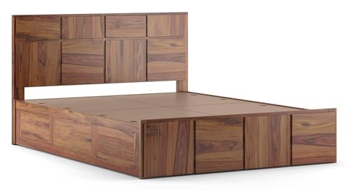 Image of SHRI MINTU'S ART Solid Sheesham Wood King Size Bed Without Storage | Wooden Double Bed Cot Bed for Bedroom Furniture | Palang Double Bed for Hotels | All (King, Brown Honey Finish)