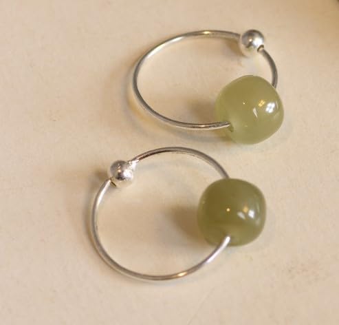Natural Jade Hoop Earrings with Sterling Silver - Dainty and Elegant - Perfect Gift Choice - Image 2