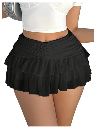 Amazon.com: RoseSeek Women's Ruffle Ruched Skirts Tiered