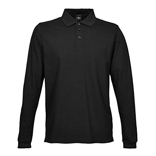 Tee Jays Men's Luxury Stretch Long Sleeve Polo Shirt - Black - S