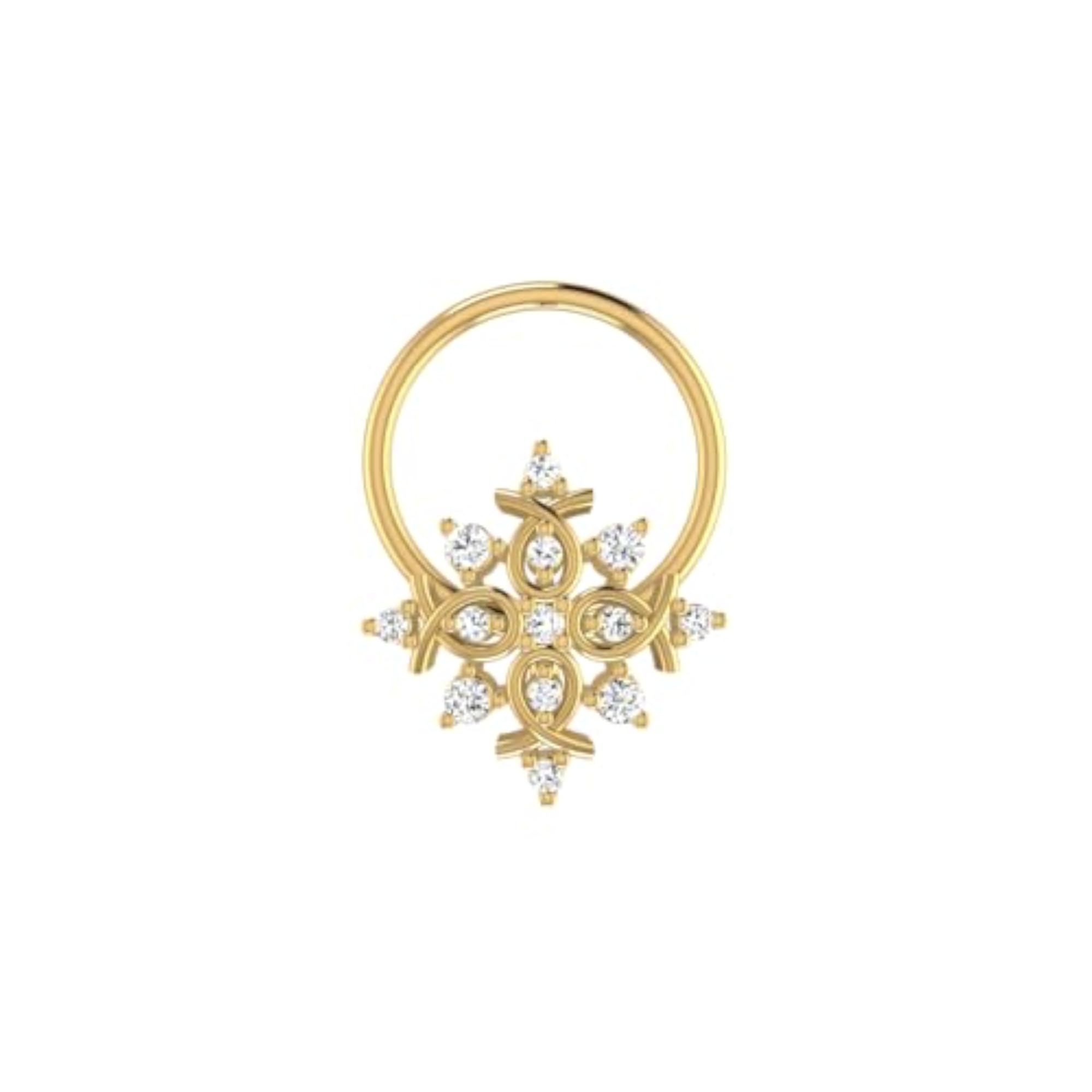 Women's 14Kt Yellow Gold Stud Nosering, Chic Design