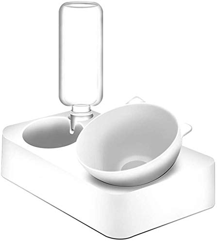 LLDKA Food dispenser,Pet feeder,Automatic Water Dispenser with Food Bowl Pet Feeder Cat Water Bowl Automatic Drinker Pet Cats Oblique Bowl,L