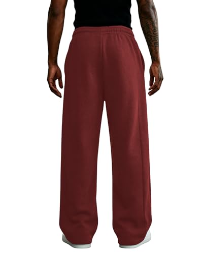 Image of Wangdo Men's Baggy Sweatpants Wide Leg Lounge Cotton Jogging Pants Casual Elastic Waist Joggers with Pockets