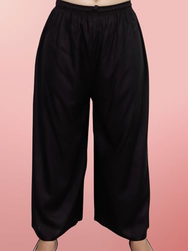 Image of Women's Solid Rayon Palazzo Pants Regular Palazo
