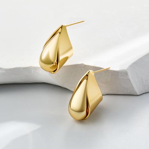 Cicy Bell Womens 14k Gold Plated Earrings Teardrop Chunky Gold Elegant Stud Post Earrings Trendy Jewelry for Lover Mom Friends2