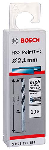Bosch Professional 10 Stück HSS Spiralbohrer PointTeQ (für Metall, 2,1 x 24 x 49 mm, Zubehör Bohrschrauber) – Ansicht 3