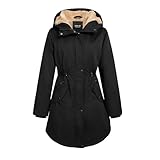 [Orolay] モッズコート レディース 中綿ジャケット ロング コート ジャケット アウター ミリタリー ボア 裏側フリース フード付き ウエストゴム 撥水 防寒 防風 耐久 膝丈 スリム カジュアル 無地 通勤 通学 秋 冬 (グレー,XXL)