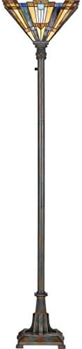 Quoizel Inglenook Valiant Bronze Floor Lamp, 71 Inch 1-Light Reading or Accent Lamp, Tiffany Style Stained Glass Lampshade, Floor Lamp for Bedroom, Living Room, Office, or Kitchen