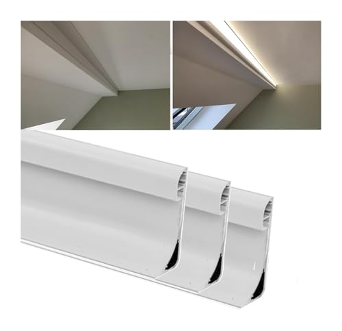 Profilé en aluminium à LED avec couvercle pour installation de moulage au plafond et couronne