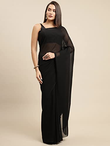 Image of Avantika Fashion Women's Amazing Plain Georgette Saree With Blouse Piece