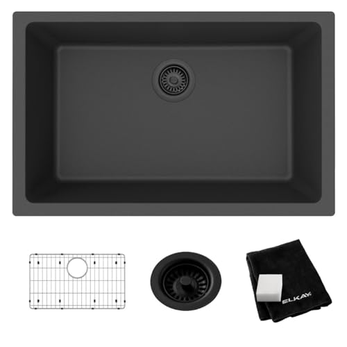 Elkay ELGRU13022MB0C Elkay Quartz Classic 29-1/2" x 18-3/4" x 9-1/2", Single Bowl Undermount Sink Kit, Matte Black by Elkay - Image 2