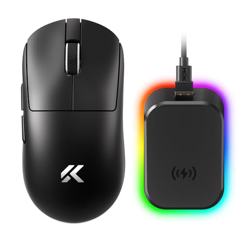 MCHOSE A7 V2 Ultra+ Wireless Gaming Mouse, Megnetic Charging Dock,Tri-Mode Connection, 59 Grams, PAW3950 TI 42K DPI Sensor, Wired/Wireless Dual 8K Polling - Black