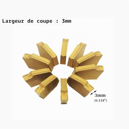 ASZLBYM Outils de rainurage SPB332 / SPB32-3 Outil de planche à découper, et 12 inserts en carbure de 3 mm SP300 / ZQMX3N11-1E pour couper les rainures. – vue 3
