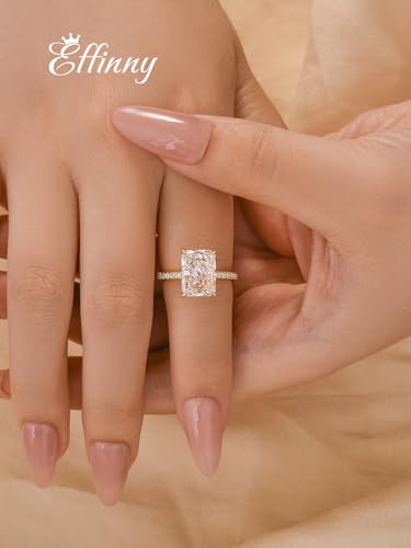 4.0ct Radiant Cut Engagement Ring for Women,14K Yellow Gold Plated 925 Sterling Silver Simulated Diamond Promise Ring for Wedding,Travel,Daily Wear3