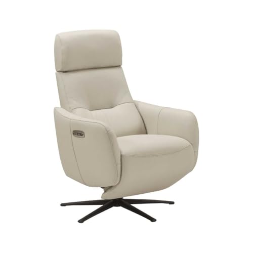 AltoBuy Fauteuil Relax électrique pivotant avec têtière Manuelle Tout Cuir Gris Clair - REANE