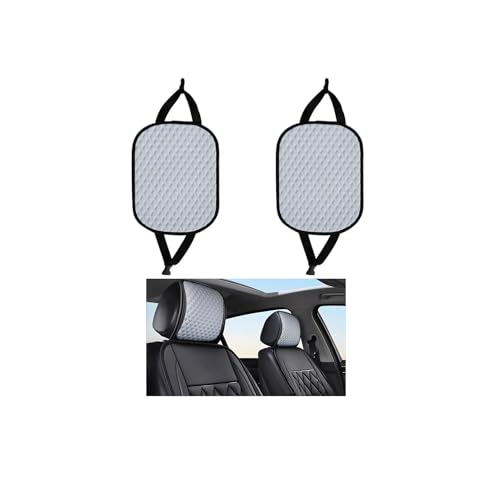 Mandark 2PCS Car Headrest Cover, Dirt-Proof Washable Vehicle Seat Head Rest Protector, Breathable Automotive Interior Front Headrest Protection Dust Covering Accessories, Universal Fit (Gray)