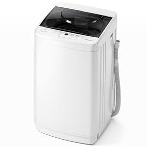 Portable Washing Machine, 1.06 Cu.Ft. Full-Automatic Laundry Machine with Child Safety Lock, 10 Wash Cycles & 3 Water Levels, 7.7 LBS Compact Washer for Apartment Dorm RV Camping, White