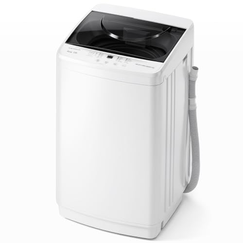 Portable Washing Machine, 1.06 Cu.Ft. Full-Automatic Laundry Machine with Child Safety Lock, 10 Wash Cycles & 3 Water Levels, 7.7 LBS Compact Washer for Apartment Dorm RV Camping, White