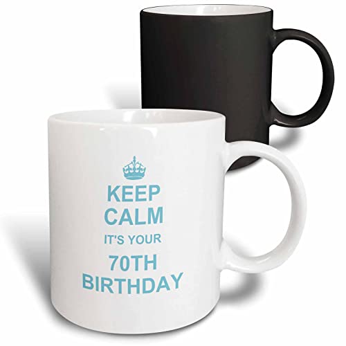 3dRose Keep Calm 70th Birthday - 70th humor 11oz Magic Transforming Mug