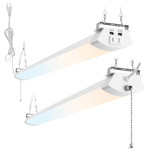 hykolity 5000LM 4FT LED Shop Light with Pull Chain 3 Power Level&3CCT