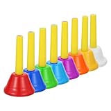 QUARKZMAN 1 Juego De Campanas Manuales Set De 8 Notas Musicales Diatónicas Instrumento Musical Colorido Para Enseñanza Musical Fiesta Coro De Iglesia Celebración Amarillo/Colores Mezclados