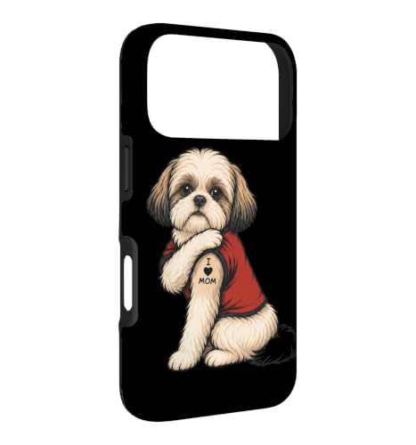 Shih Tzu I Love Mom Chien Tattoed Dog Mama Shih Tzu Coque pour iPhone 17 Pro – vue 3