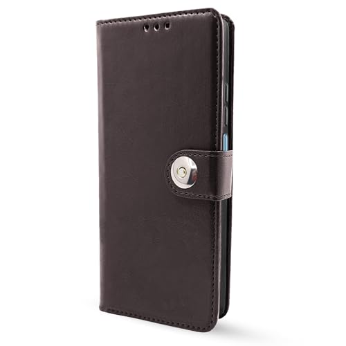 Image of Pikkme Vivo T2X / Y16 / Y56 5G Flip Cover Leather Finish | Inside TPU with Card Pockets | Wallet Stand and Shock Proof | Complete Protection Button Flip Case (Coffee)