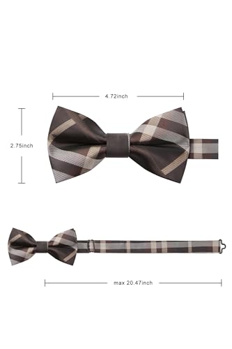 Image of HISDERN Bow Ties for Men Pretied Bowties Classic Formal Business Bow Tie Adjustable Tuxedo Bowtie for Wedding Party