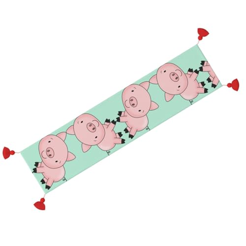 Chemin de table cochon haut de gamme 152 cm avec pompons de décoration - 3