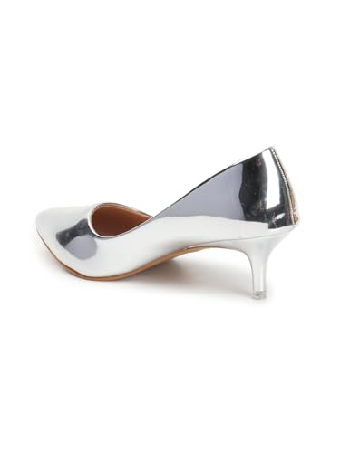 Image of Carlton London Women's Metallic Pointed Toe Kitten Heel Pumps