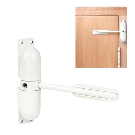 GOOKYO Door Closer Automatic Safety Spring Door Closer – Easy to Install to Convert Hinged Doors to Self-Closing– White