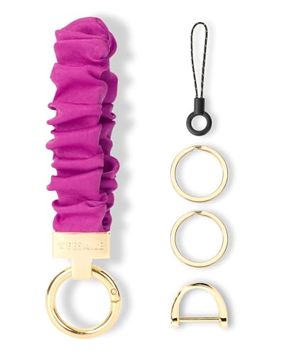 Image of WEESMILE Scrunchie Keychain Wristlet for Car Key Chain with D Key Ring