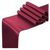 BEAMARKER 2 Paquet de Chemin de Table en Satin de 12 x 108cm de Long Chemin de Table en Satin Rouge pour Mariage Banquet Remise de Diplôme Dîner d'anniversaire Décoration de Fête