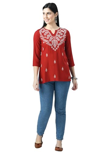 Image of QAZMI Women's Cotton Straight Embroidered Kurti