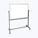 Luxor 48"W x 36"H Rolling Reversible Dry Erase Double-Sided Magnetic Whiteboard with Aluminum Frame and Marker Tray - Perfect for School, Classroom, Conference and Presentation