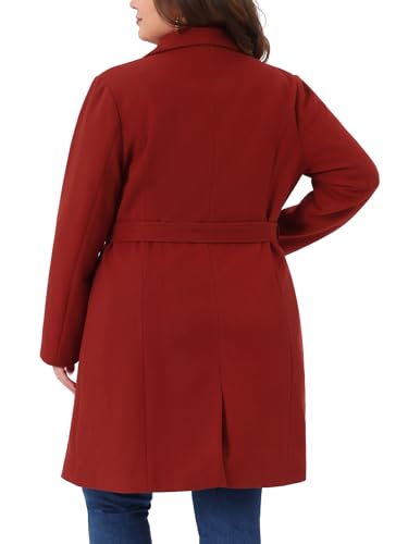 Image of Agnes Orinda Women Plus Size Lapel Double Breasted Belted Winter Coats
